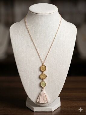 Gold modern geometric Tassel Pendant Necklace - Women Jewelry